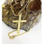 24K Gold Chain Cross Pendant Necklace for Men, Women w/Real Strong Solid Clasp Miami Cuban Link Style (24)