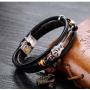 TEMICO Mens Leather Cuff Bracelet Black Brown Multilayer Braided Rope Guitar Treble Clef Music Note Jewelry Bangle Adjustable