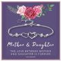 SOLINFOR Mother Daughter Bracelet - Sterling Silver Jewelry with Gift Wrapping, Card - Gifts for Mom, Daughter, Birthday, Mothers Day - Two Interlocking Hearts Bracelet for Women