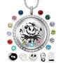 AZNECK 30mm Jack Skull Nightmare Before Christmas Floating Charms Necklaces Living Memory Halloween Locket Pendant Gifts for Women Girls Men Boys Birthstone Jewelry