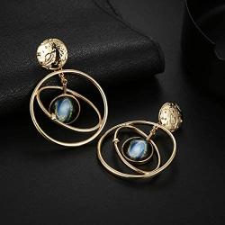 Winssi Gold Planet Necklace Galaxy Pendant Necklace for Women Planet Earrings Universe Jewelry Gift