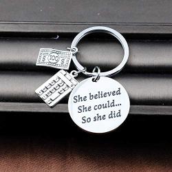 EIGSO Accountant Keychain CPA Keychain She Believed She Could Accouting CPA Graduation Gift Calculator Charm Jewelry