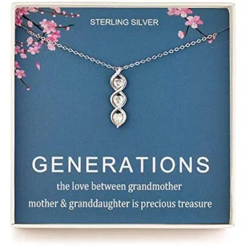 Generations Necklace - Sterling Silver Three Hearts Infinity Gene Necklace for Grandma Mom Granddaughter, Birthday Jewelry Mothers Day Gift Generations Necklace - Sterling Silver Three Hearts Infinity Gene Necklace for Grandma Mom Granddaughter, Birthday Jewelry Mothers Day Gift