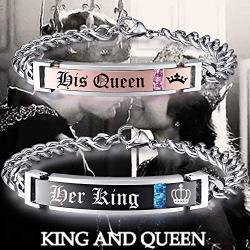 NEHZUS Couples Bracelets His and Hers Stainless Steel Personalized Bracelet Custom Engraving