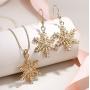EVER FAITH Austrian Crystal Snowflake Flower Pendant Necklace Earrings Set