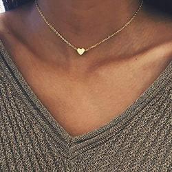 Shegirl Heart Choker Necklace Delicate Love Necklace Pendant Necklace Gold Jewelry for Women and Girls (Gold)