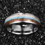 VAKKI 8mm Mens Tungsten Carbide Ring Deer Antler Turquoise Koa Wood Inlay Comfort Fit Size 7-12