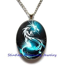 stintless charming Jewelry Blue Dragon Necklace - Dragon Jewellery - Dragon Pendant - Fantasy Jewellery - Mythical Creature Necklace