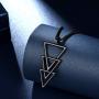 beautlace Three Triangles Geometric Necklaces 18K Gold/Silver/Black Gun Plated Circle and Square Pendant Charm Minimalist Jewelry for Men and Women
