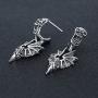 Cool Skull Devil Bone Drop Earring Studs Surgical Steel Crystal Dangle Earrings for Sensitive Ear Men Boy