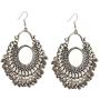 Zephyrr Fashion German Silver Afghani Dangler Hook Chandbali Earrings Mirrors For Girls and Women