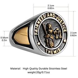 HZMAN Greek goddess Themis stainless steel fashion gold silver vintage mens jewelry ring