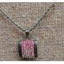 TwoBirch Multi Colored Pink Greek Key Pendant Neckace with Etruscan Design - Greek Key Pendant - Chain NOT Incuded