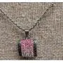 TwoBirch Multi Colored Pink Greek Key Pendant Neckace with Etruscan Design - Greek Key Pendant - Chain NOT Incuded