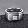 BONLAVIE 10mm 925 Sterling Silver Mens Wedding Ring Round Cut Cubic Zirconia Engagement Ring for Men Comfort Fit Wedding Band Size 7-13