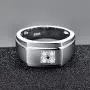 BONLAVIE 10mm 925 Sterling Silver Mens Wedding Ring Round Cut Cubic Zirconia Engagement Ring for Men Comfort Fit Wedding Band Size 7-13