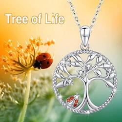 Tree of Life Necklace Pendant Ladybug/Unicorn/Llama Necklace 925 Sterling Silver Cute Animal Jewelry Gifts for Women Daughter