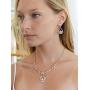 Mariell 14K Rose Gold Vintage Crystal Necklace and Earrings Jewelry Set for Prom, Bridal and Bridesmaids