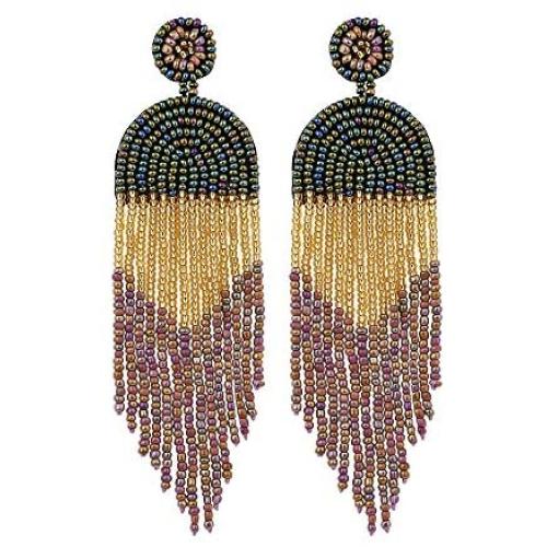 GelConnie Rattan Earring Beads Tassel Statement Earrings Lightweight Party Handmade Braided Drop Earring Summer Holiday Gifts