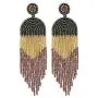 Christmas Gifts ALLEN DANMI Jewelry Dangle Earrings Ethnic Bohemia Style Handmade Colorized Seed Beads Waterfall Shape Statement Drop Earrings Shining Luxury Gift for Women. (Green)