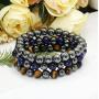 LOYALLOOK 3Pcs Magnetic Hematite Therapy Beads Bracelet Men Women Healing Energy Natural Stone Adjustable Bracelet Tiger Eye Stone