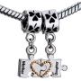 Q&Locket Mother Daughter Charms Heart Love Dangle Puzzle Bead For Bracelet