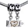 Q&Locket Mother Daughter Charms Heart Love Dangle Puzzle Bead For Bracelet