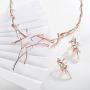 Viennois Necklace Earrings Set for Women Two Tone Pendant Choker Jewelry for Evening Party Prom - Silver & Rose Gold