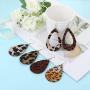 Hanpabum 12 Pairs Teardrop Leather Dangle Earrings for Women Girls Lightweight Leopard Print Dangle Earrings Set Fashion Jewelry