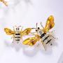 PANGRUI Exquisite Enamel Big and a Small Bumblebee Brooch Pin with Crystal Rhinestones