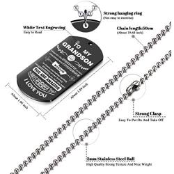 danjie Meaningful Dog Tag Necklace for Boy and Men,to My Grandson from Grandpa and Grandma Stainless Steel Necklace Inspirational Gifts for Grandson Jewelry
