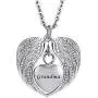 SexyMandala Angel Wing Urn Necklace for Ashes Dad Mom Grandma Heart Cremation Memorial Keepsake Pendant Necklace Jewelry with Fill Kit
