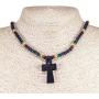 BlueRica Wood Ankh Cross of Life Pendant on Rasta Coconut Beads Necklace