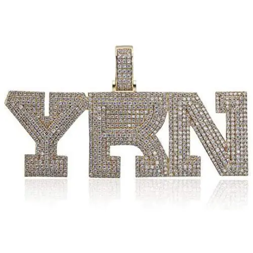 GUCY Hip Hop Jewelry Micropave Simulated Diamond Iced Out YRN Pendant Chain Necklace(Gold/Silver) GUCY Hip Hop Jewelry Micropave Simulated Diamond Iced Out YRN Pendant Chain Necklace(Gold/Silver)