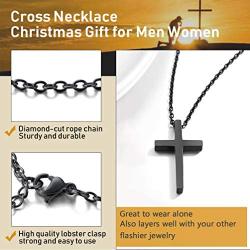 PROSTEEL Stainless Steel Cross Necklace for Men Women, Silver/Black/Gold Tone, Two Size, Hypoallergenic, Engrave Text Available, Come Gift Box