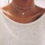 Haloty Boho Choker Necklace Short Love Pendant Necklaces Chain Jewelry for Women and Girls (Silver)