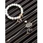 Chuangdi 4 Jewelry Set Layered Beaded Bracelet Adjustable Charm Pendent Stack Bracelets Wrap Bangle for Women Girl (Style 1)