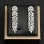 Jorsnovs Cubic Zirconia Leaves-Shaped 4 Pcs Dubai Wedding Bridal Jewelry Sets CZ Party Necklace Bracelet Dangle Earrings and Rings Sets for Bridesmaid