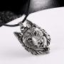 Mson Nordic Pendant Necklace Viking Wolf Head Necklace Punk Jewelry Wolf Head Hip Hop Charm