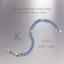 LADY COLOUR Jewelry Gifts for Women, Ballad for Adeline Series Blue Tennis Bracelet 6.4'' + 1.1''/ Earrings, Crystals Jewelry Gift Box Packing, Birthday Gifts for Her