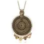 Ethnic Antique Gold Silver Big Round Multicircle Carving CZ Bohemian Pendant Long Sweater Necklace Ethnic Antique Gold Silver Big Round Multicircle Carving CZ Bohemian Pendant Long Sweater Necklace
