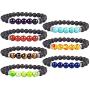 7 Chakra Bracelets Lava Stone Diffuser Bracelet Aromatherapy Essential Oil Bracelet Anxiety Calming Bracelet Meditation Beaded Stretchy Bracelets for Men Women Teens Kids YISSION