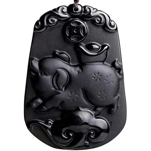Pure Natural Zodiac Necklace Pendant Made of Obsidian Gemstone Horoscope Animal Sign Amulet Pure Natural Zodiac Necklace Pendant Made of Obsidian Gemstone Horoscope Animal Sign Amulet