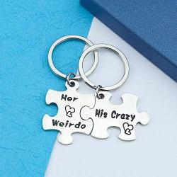 HN HNHB His Crazy Her Weirdo Couple Keychain Husband Wife Gift Wedding Jewelry Gifts (Crazy Weirdo KE) …