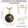 Hipunk Wolf Necklace Round Mens Punk 316L Stainless Steel Animal Wolf Head Pendant 18k Gold/Black Gun Plated Streetwear Jewelry SP0015