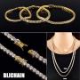 BLICHAIN Tennis Chain Necklace Bracelet 18K Gold Silver Bling Bling Luxury Iced Out Chain 5MM with Cubic Zirconia Stones Hip Hop Jewelry for Men and Women 7inches to 24inches