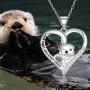 BEKECH Otter Necklace Otter Lovers Gifts Just A Girl Who Lovers Otters Sea Animal Heart Pendant Jewelry Gift for Women Girls Friends Family Otter Girls Gift