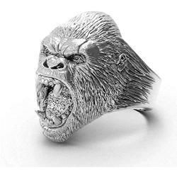 Gorilla Ring for Men, Angry Orangutan Ring Big Monkey Ring, Hip Hop Biker Mens Fashion Domineering Punk Ring, Vintage Animal Ring Jewelry Gift for Men Boys