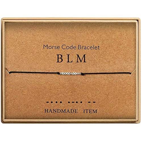 BLM - Black Lives Matter Morse Code Bracelet Beads on Silk Cord Friendship Bracelet Jewelry Gift for Her