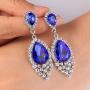 BriLove Womens Wedding Bridal Crystal Teardrop Cluster Beaded Chandelier Dangle Pierced Earrings